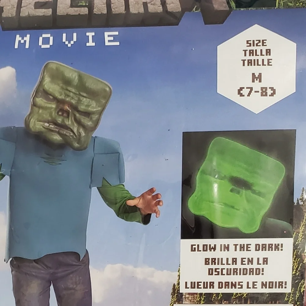 Minecraft's ZOMBIE Costume 7-8 Brand New In Package By deguise Mask And Shirt